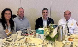 Accepting on behalf of Norwalk FD was Norwalk Fitness Coordinator Sara Beckert, Local 830 Vice President Tom Reich, UPFFA President Pete Brown and NFD Deputy Chief of Training Joe Copolla 